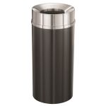 Glaro Mount Everest 16 Gallon Funnel Top Waste Receptacle, Satin Aluminum Top, Black Enamel Body